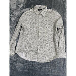 Bugatchi Mens XXL Floral Print Long Sleeve Shirt Shaped Fit Comfort Stretch